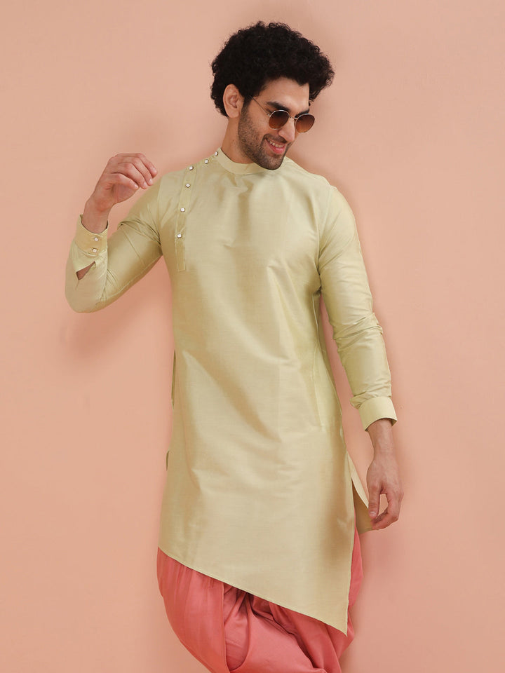 Light Green Asymmetrical Silk Kurta | SHOBITAM