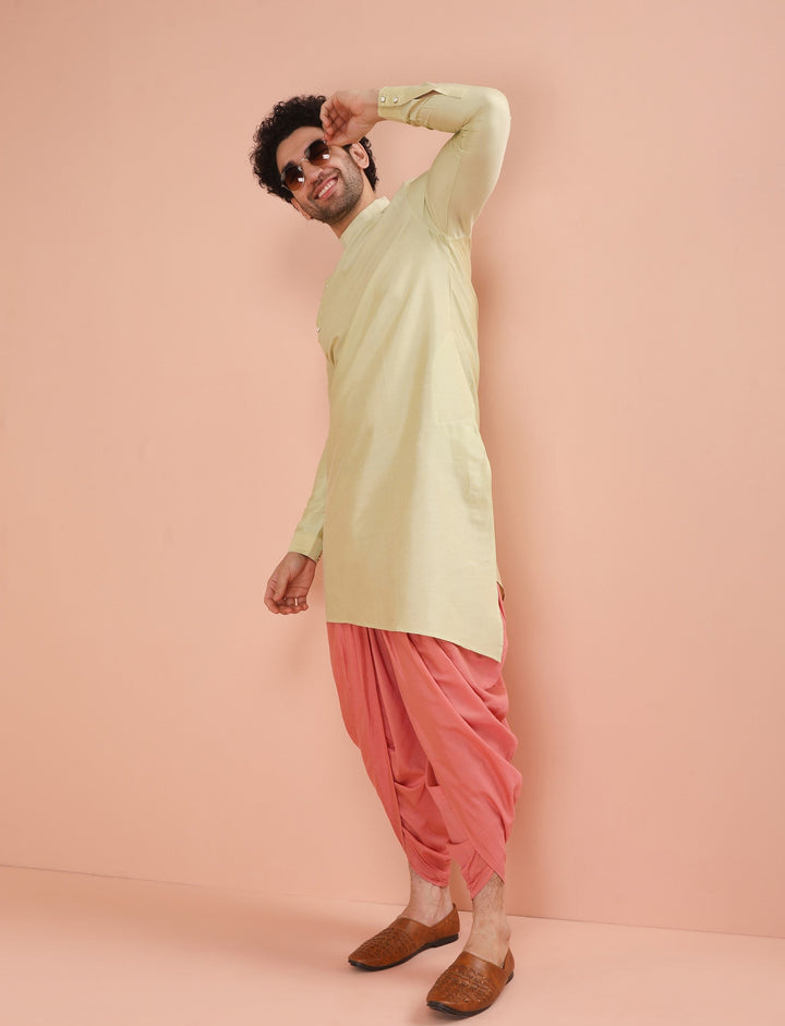 Light Green Asymmetrical Silk Kurta | SHOBITAM