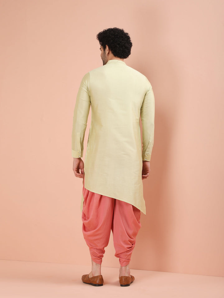 Light Green Asymmetrical Silk Kurta | SHOBITAM
