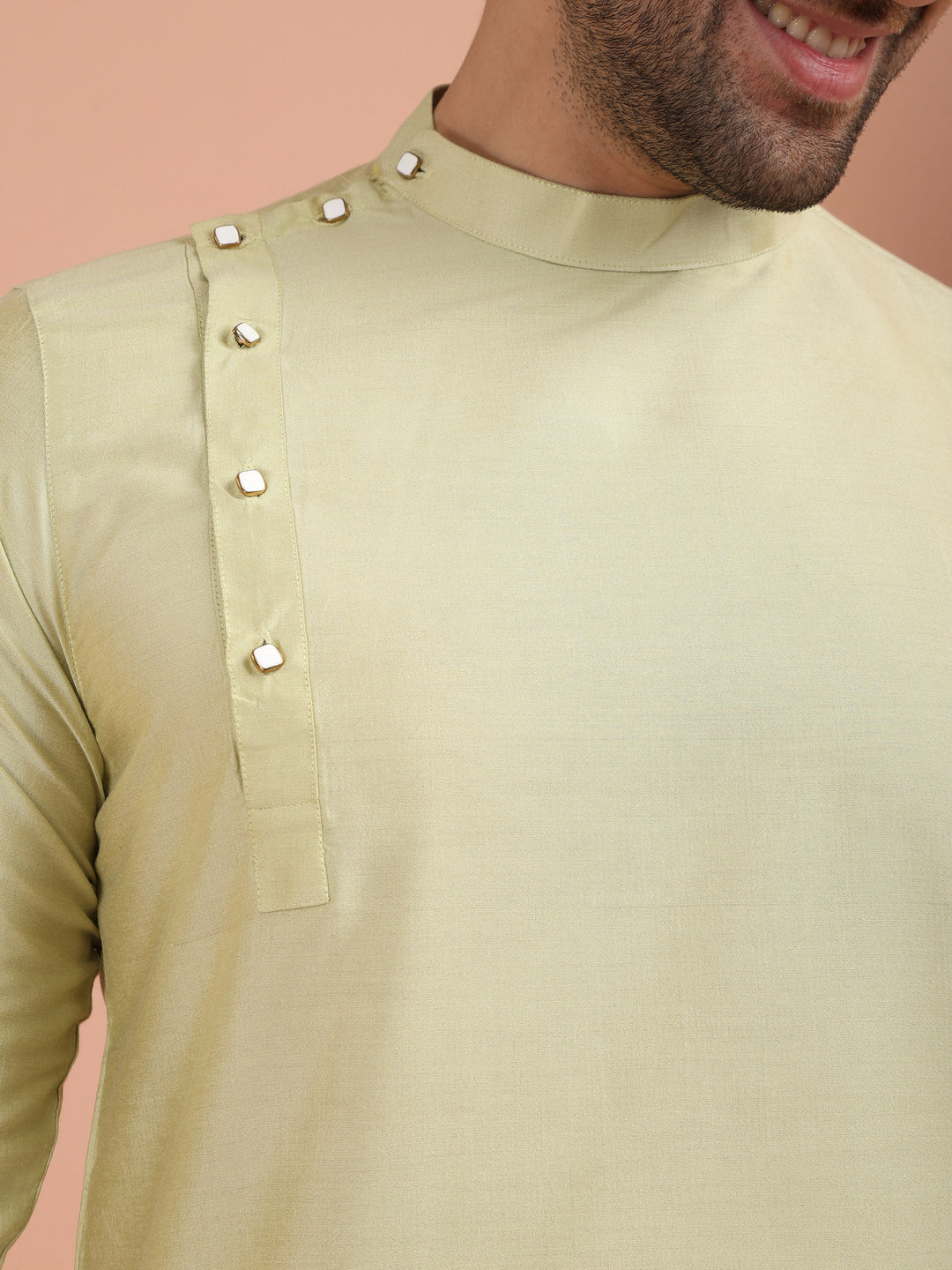 Light Green Asymmetrical Silk Kurta | SHOBITAM