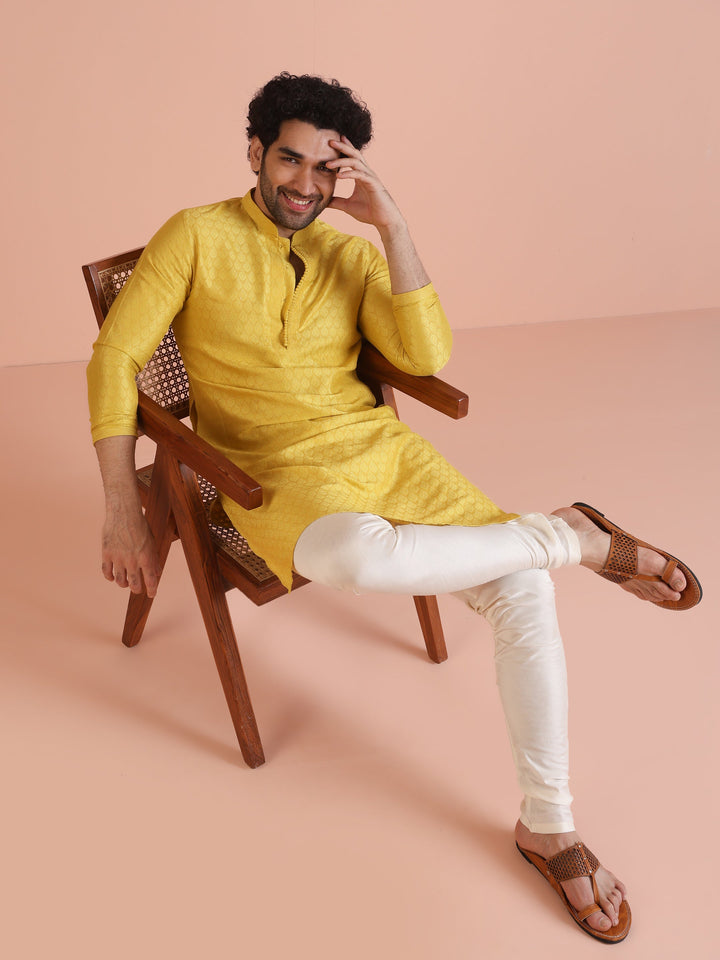 Mustard Yellow Blend Kurta Churidar Set | SHOBITAM
