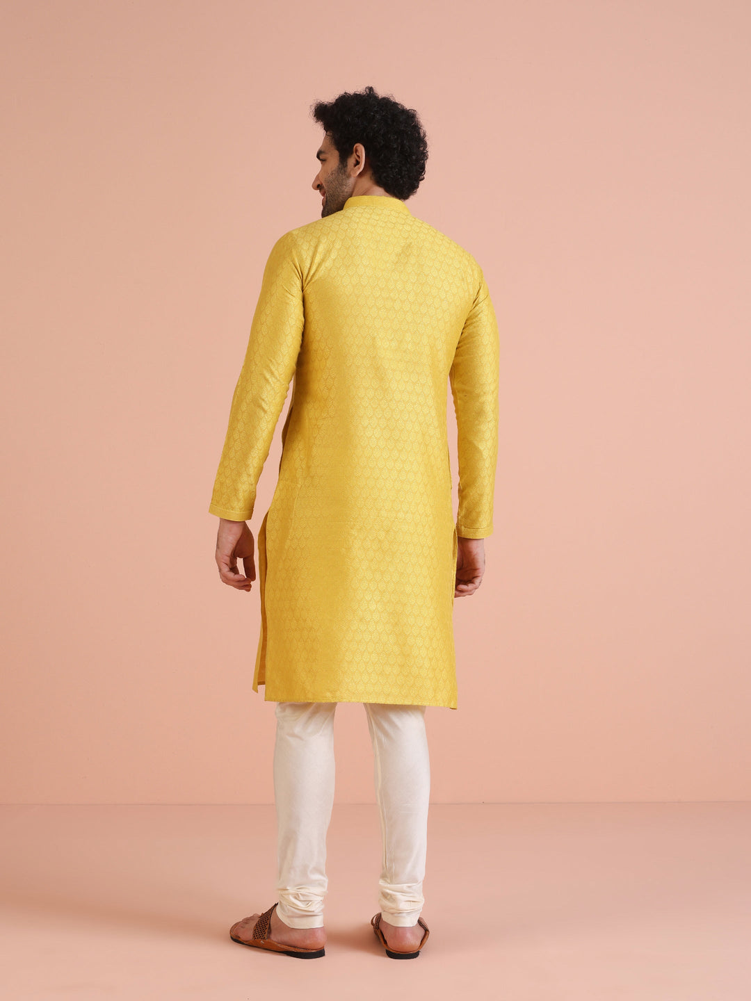 Mustard Yellow Blend Kurta Churidar Set | SHOBITAM