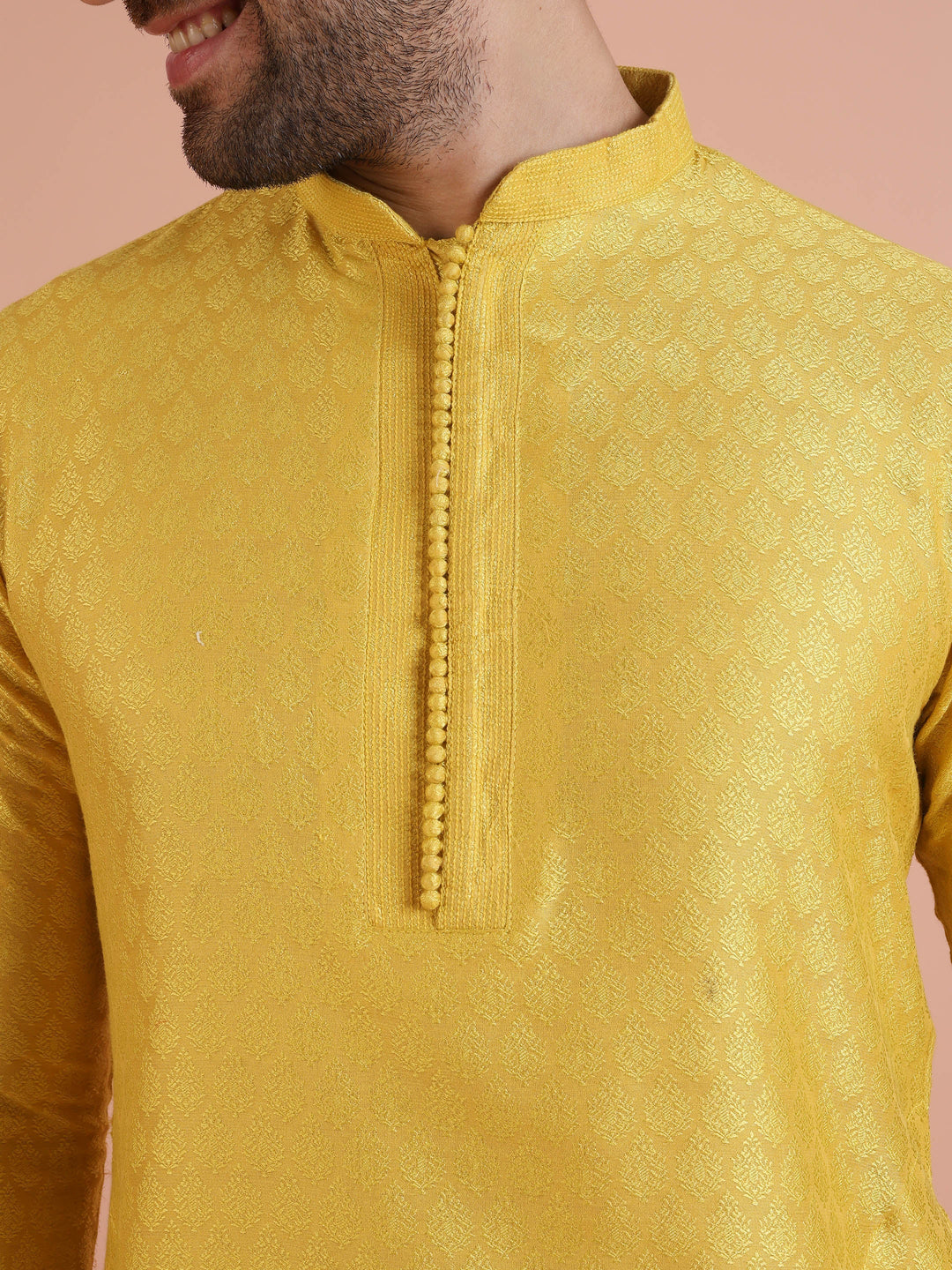 Mustard Yellow Blend Kurta Churidar Set | SHOBITAM