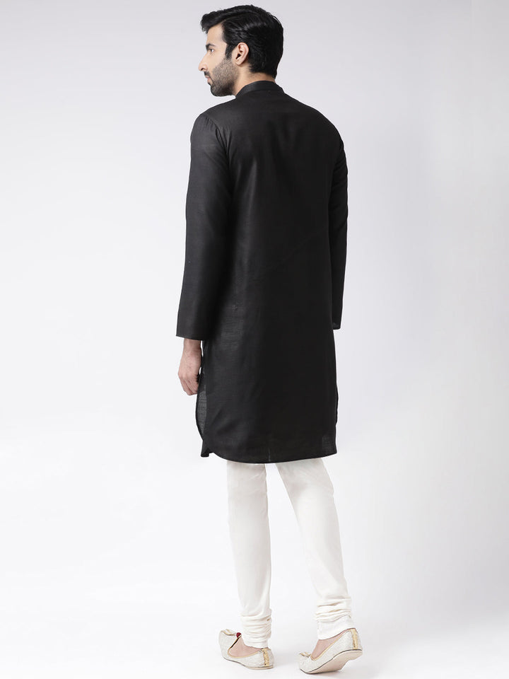 Men Black Solid Dyed Kurta | SHOBITAM