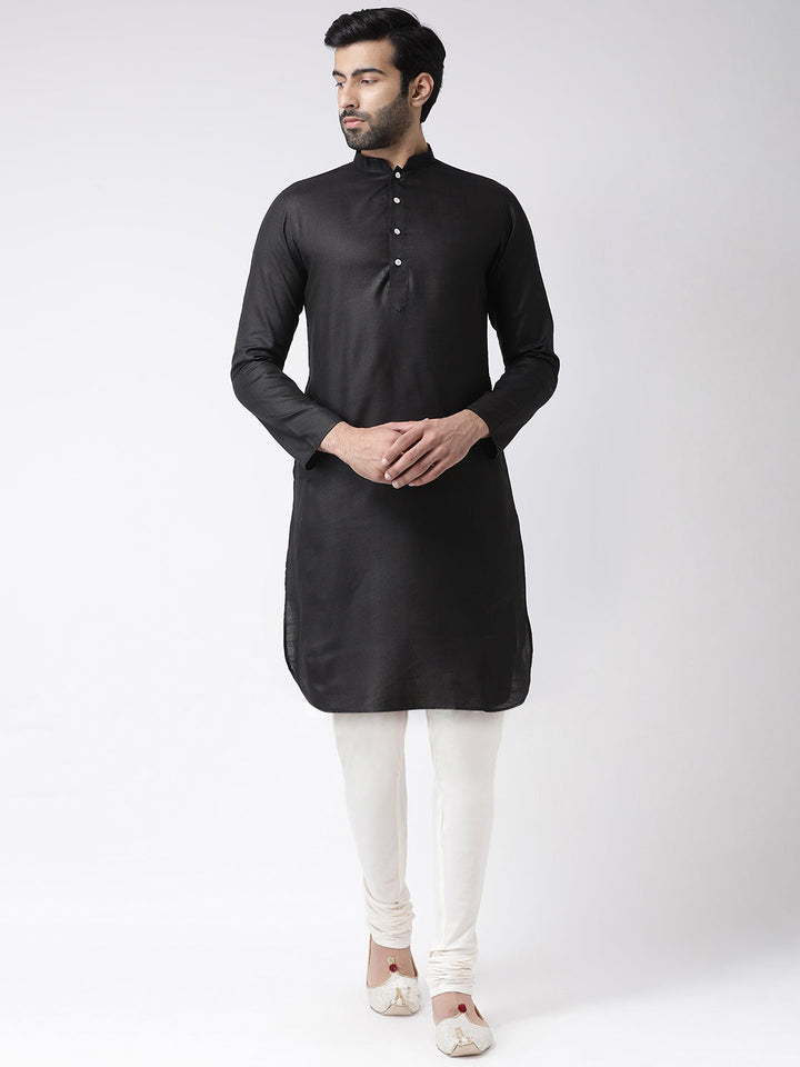 Black Blend Solid Kurta Churidar Set | SHOBITAM