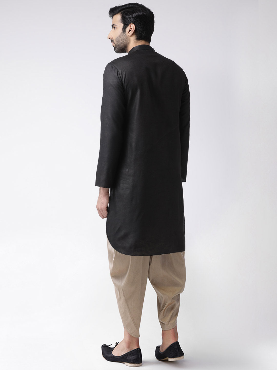 Black Blend Kurta with Beige Dhoti | SHOBITAM