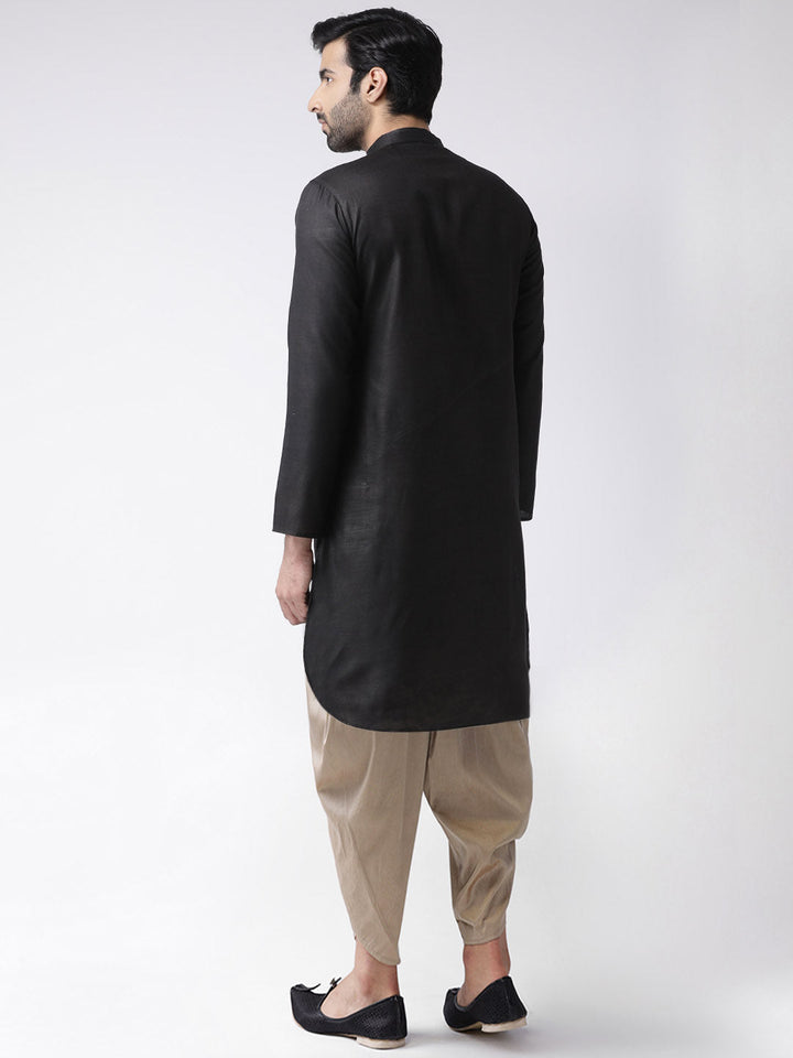 Black Blend Kurta with Beige Dhoti | SHOBITAM