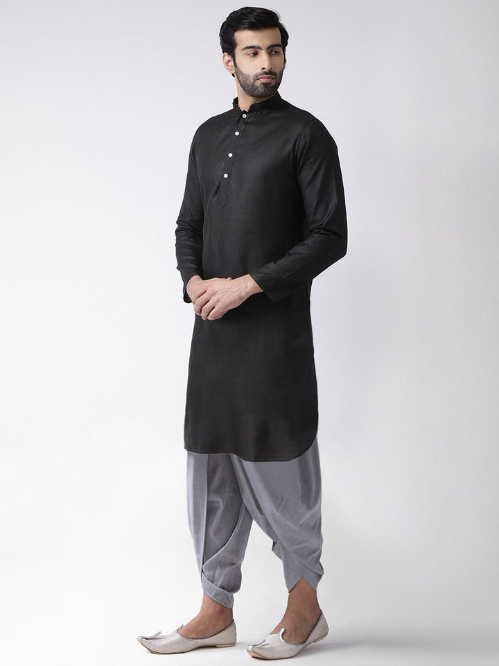 Black Kurta Grey Dhoti Set | SHOBITAM