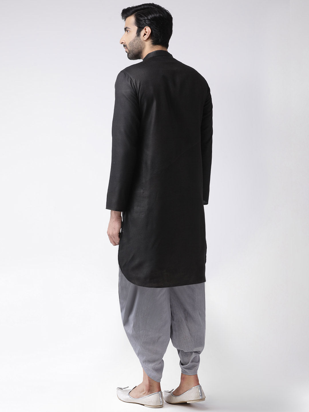 Black Kurta Grey Dhoti Set | SHOBITAM