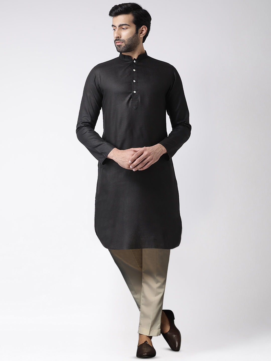 Men's Black Kurta Trousers Set | SHOBITAM