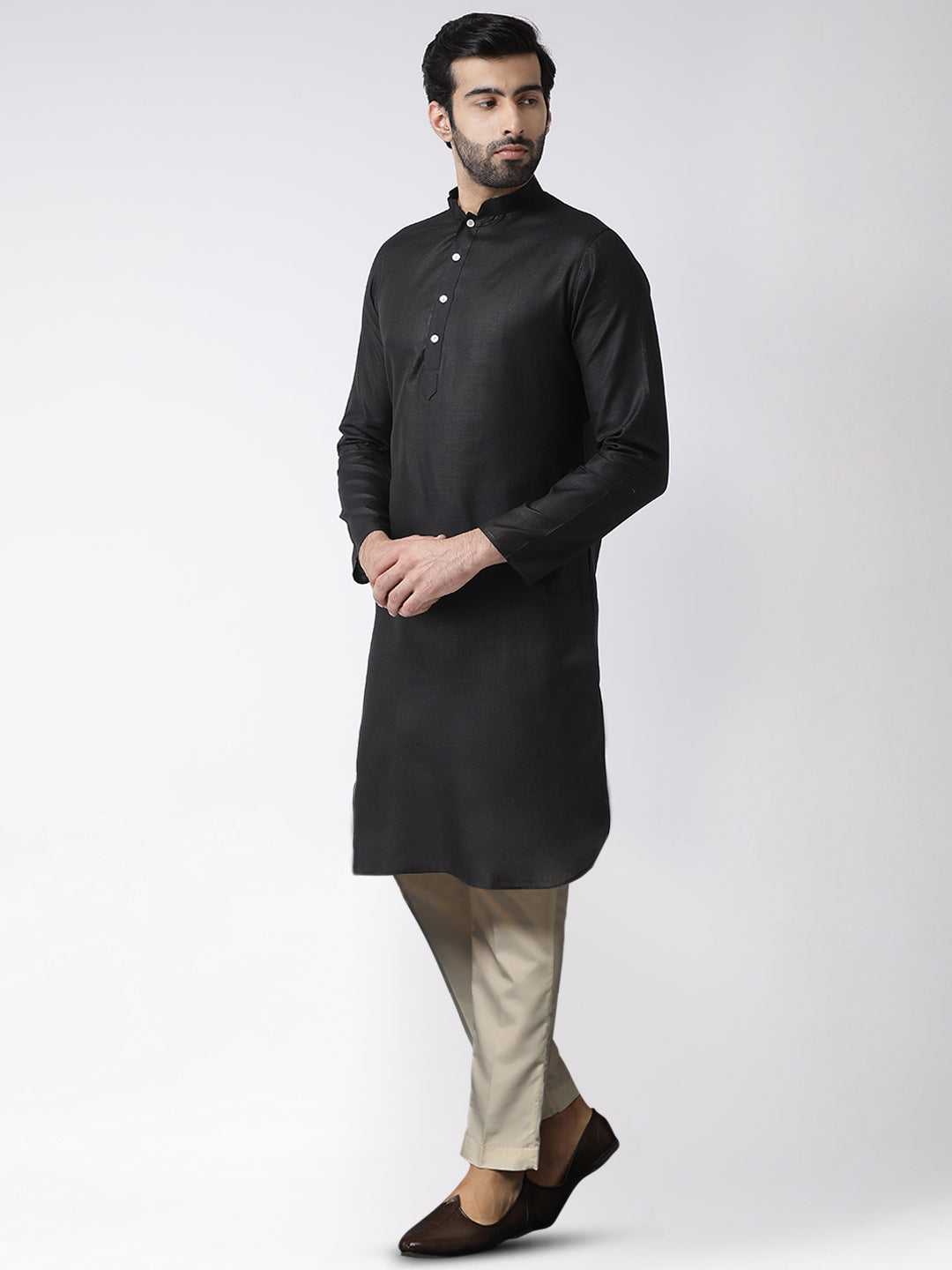 Men's Black Kurta Trousers Set | SHOBITAM