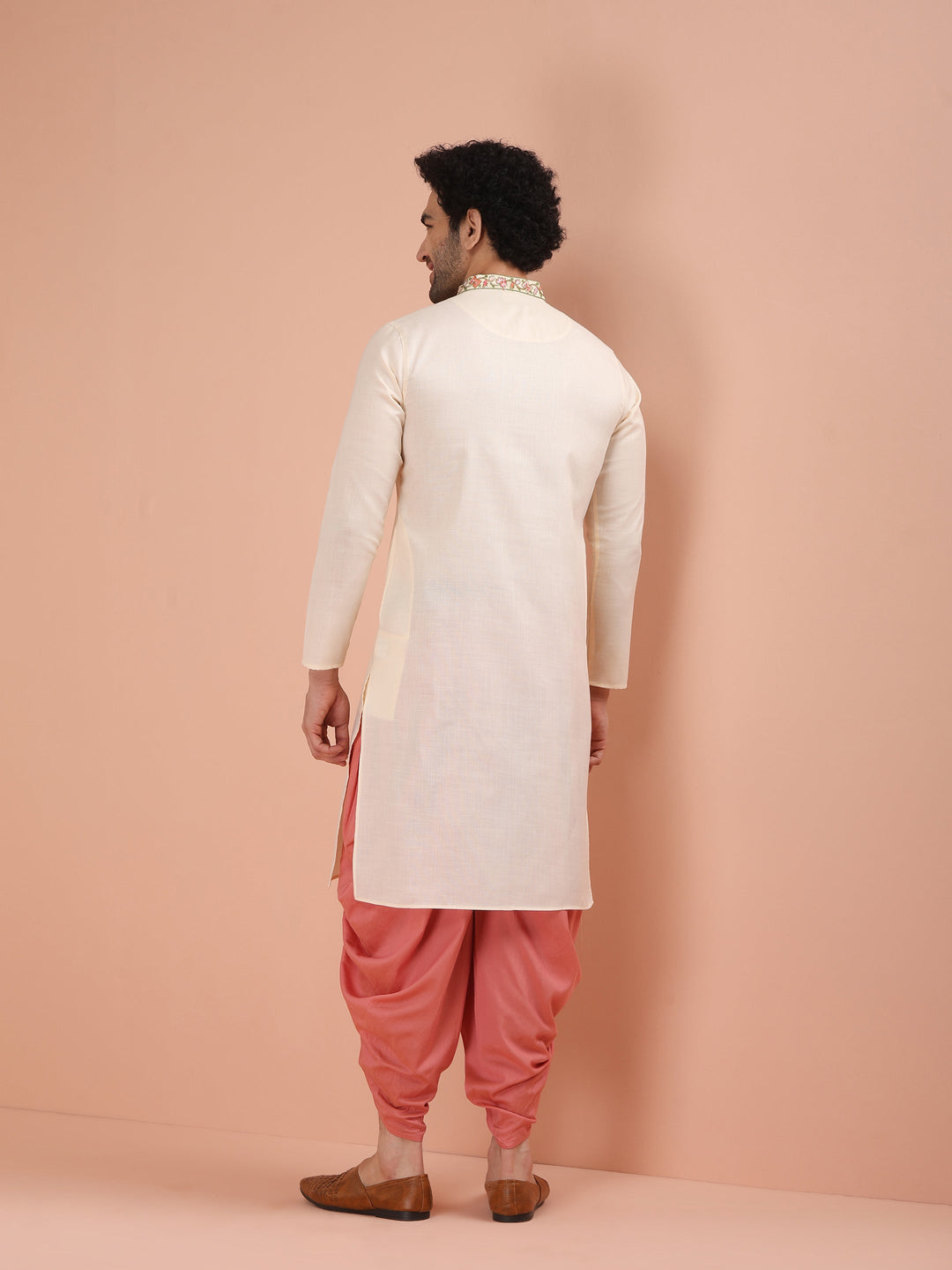 Cream Kurta with Embroidered Placket | SHOBITAM