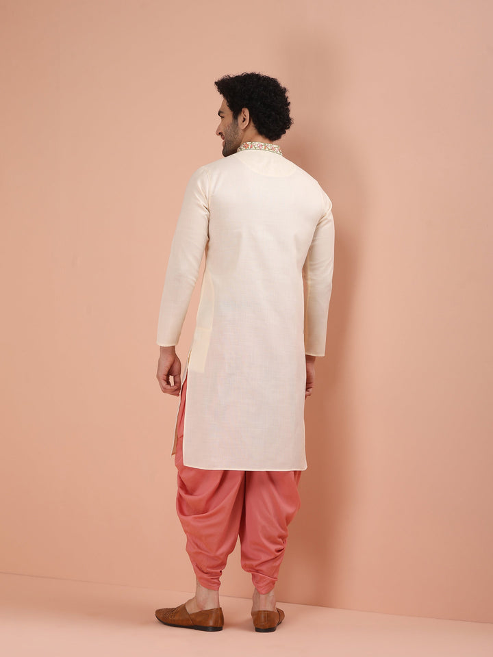 Cream Kurta with Embroidered Placket | SHOBITAM
