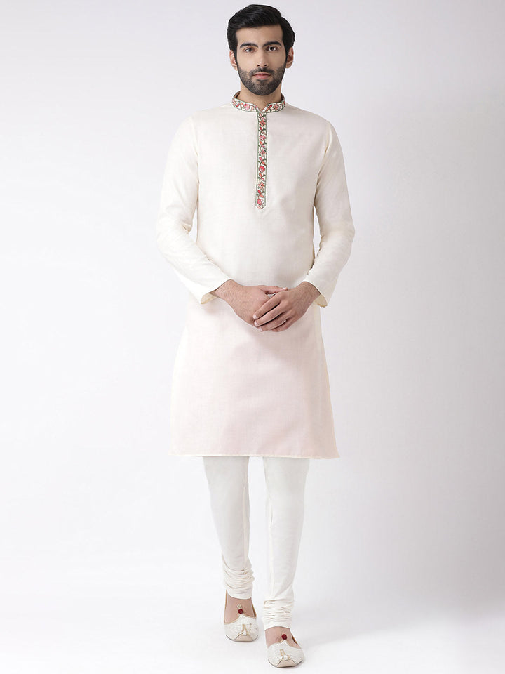 Men's Off White Kurta Churidar Set | SHOBITAM
