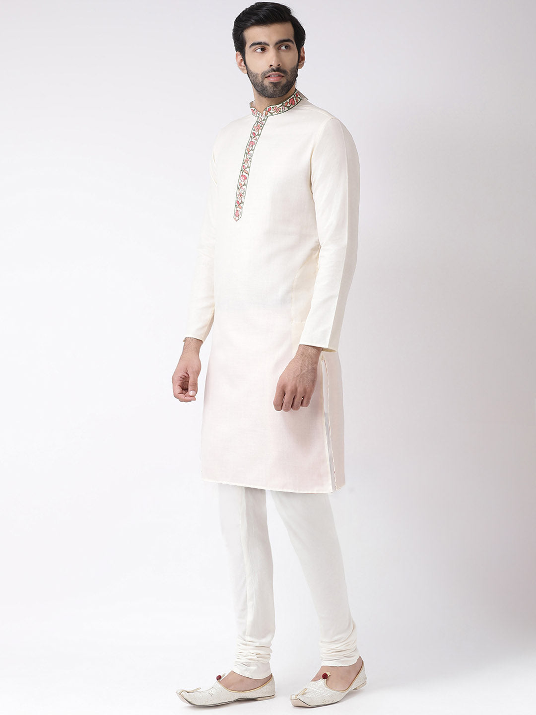Men's Off White Kurta Churidar Set | SHOBITAM