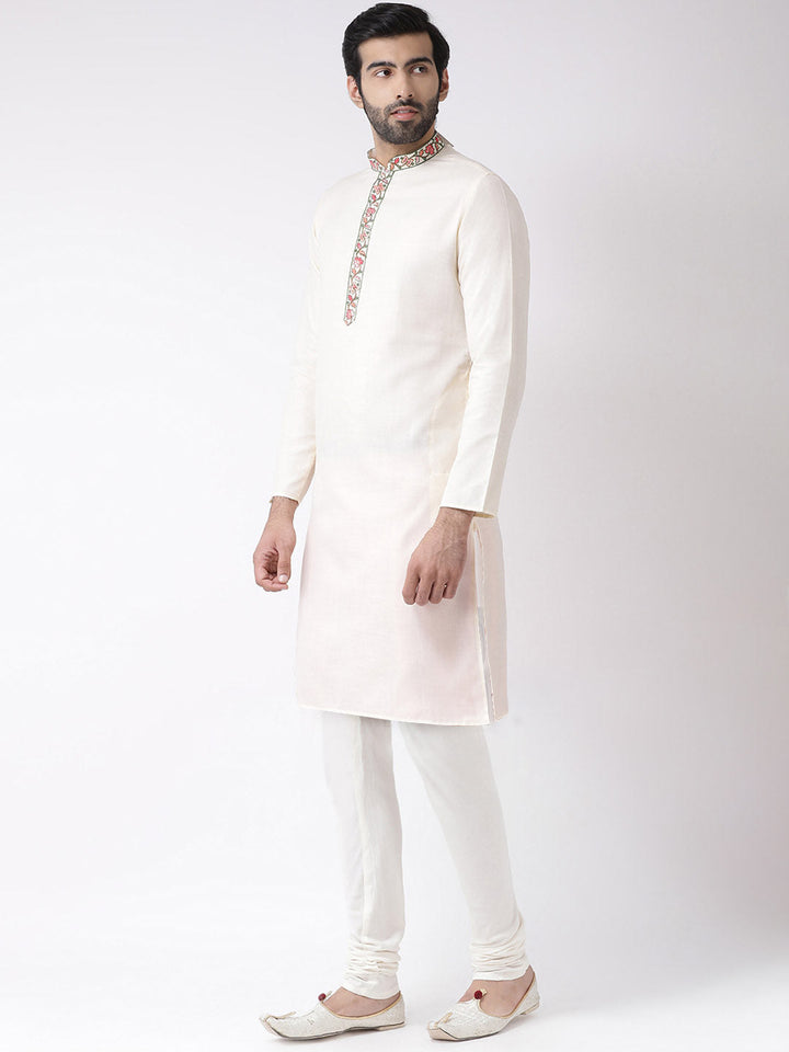 Men's Off White Kurta Churidar Set | SHOBITAM