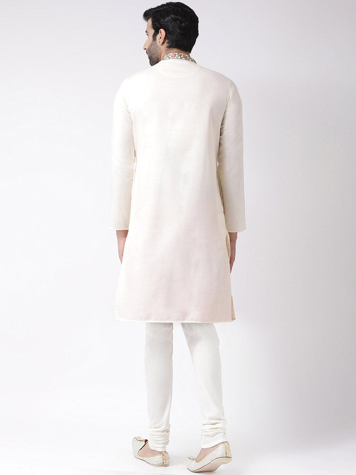 Men's Off White Kurta Churidar Set | SHOBITAM