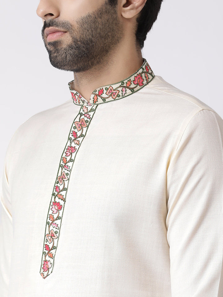 Men's Off White Kurta Churidar Set | SHOBITAM