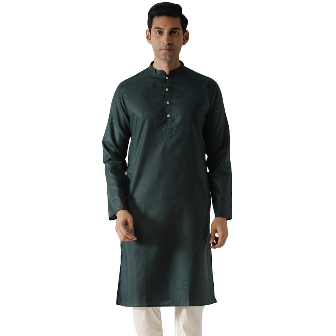 Men Green Solid Dyed Kurta | SHOBITAM