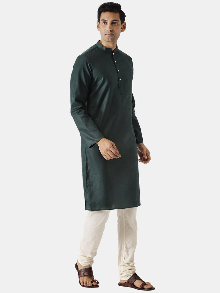 Men Green Solid Dyed Kurta | SHOBITAM