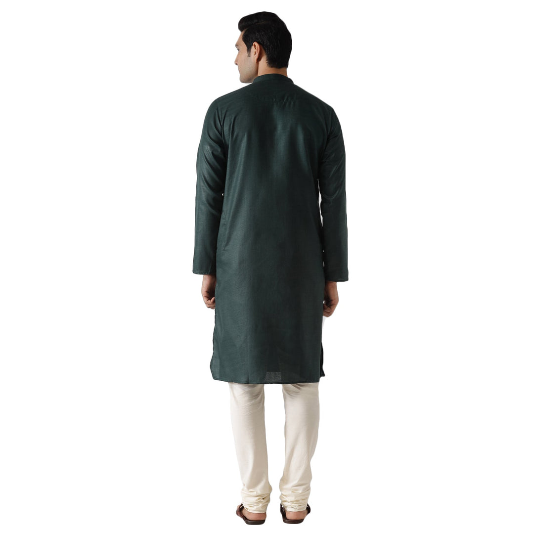 Dark Green Blend Kurta Churidar Set | SHOBITAM