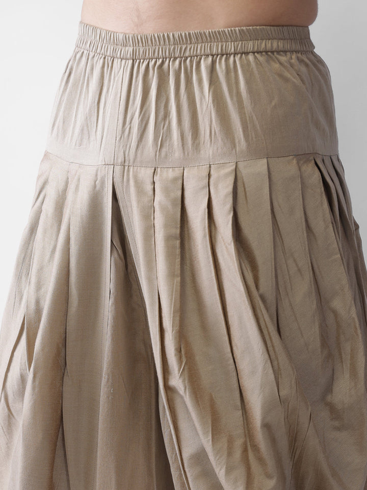 Dark Green Kurta with Beige Dhoti | SHOBITAM