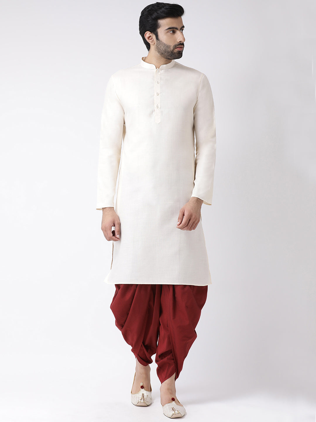 Men Off White Solid Dyed Kurta  | SHOBITAM
