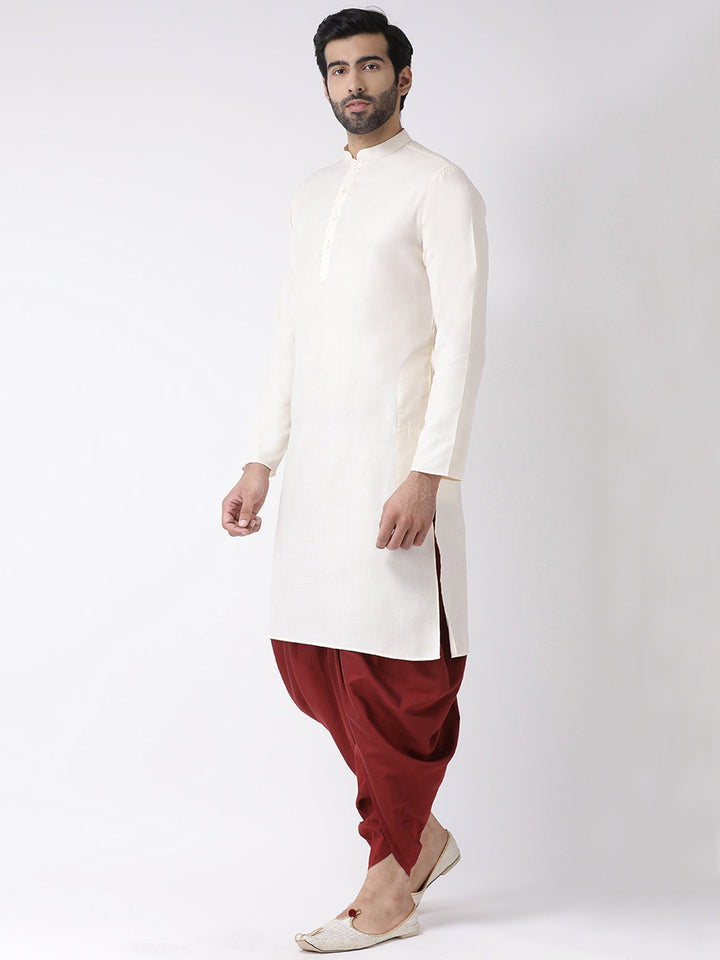 Men Off White Solid Dyed Kurta  | SHOBITAM