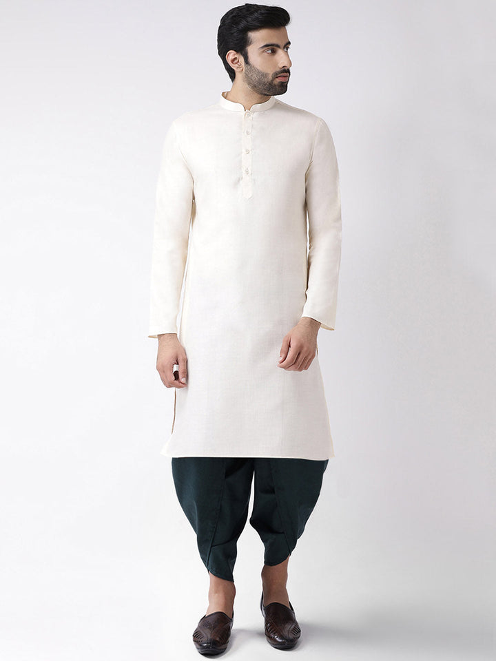 Men Off White Kurta Dhoti Set | SHOBITAM