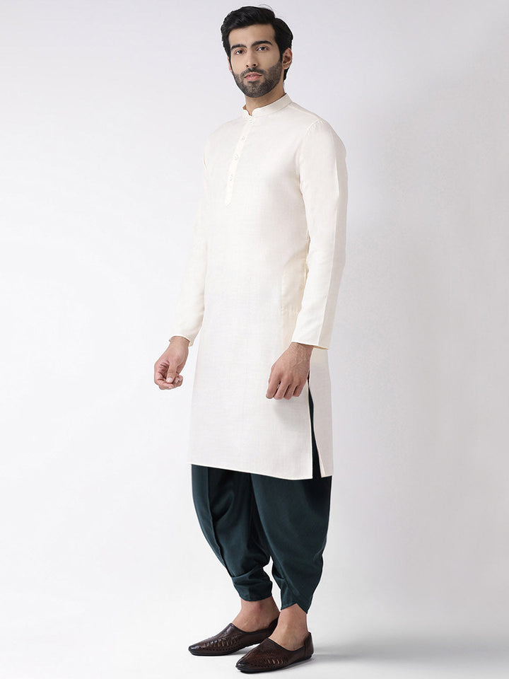 Men Off White Kurta Dhoti Set | SHOBITAM