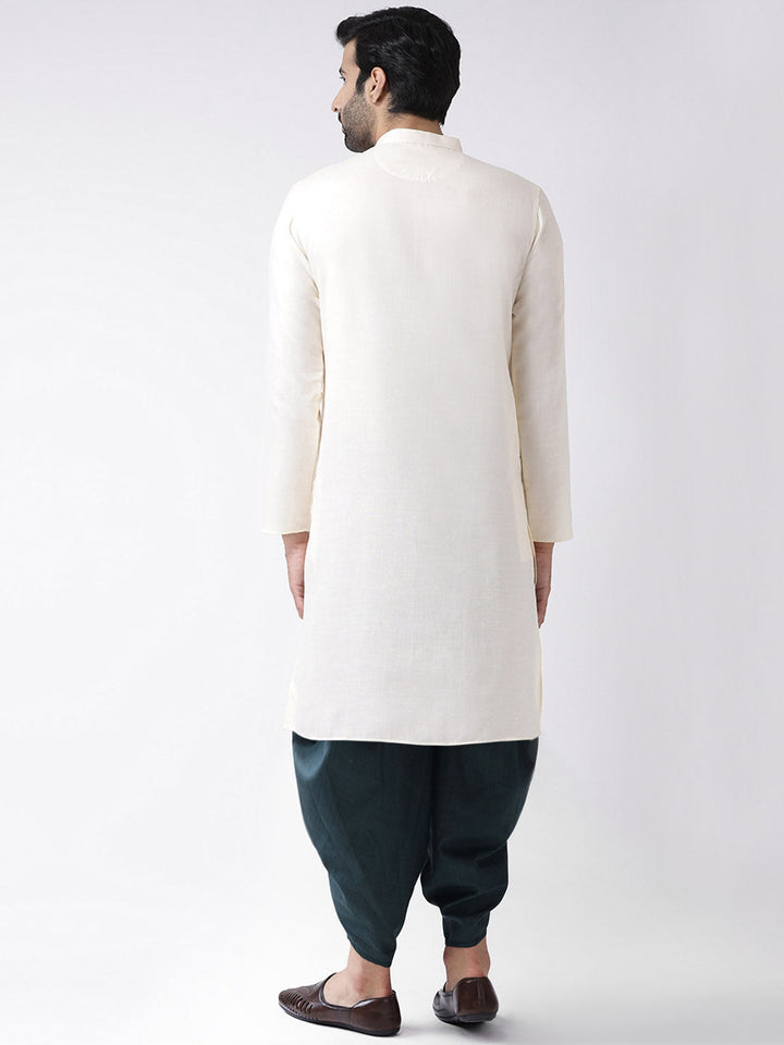 Men Off White Kurta Dhoti Set | SHOBITAM