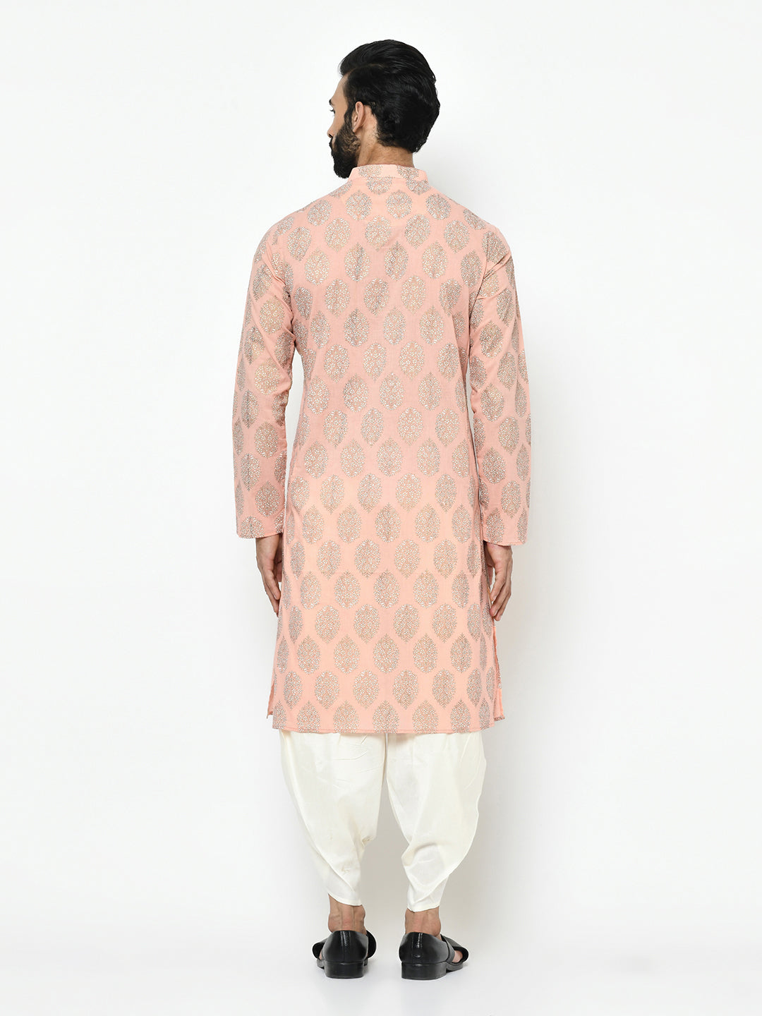 Peach Blend Printed Kurta Dhoti | SHOBITAM