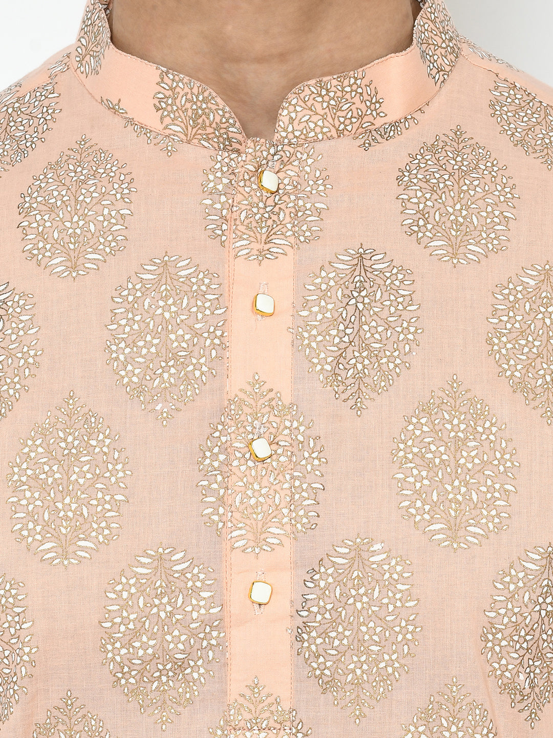 Peach Blend Printed Kurta Dhoti | SHOBITAM