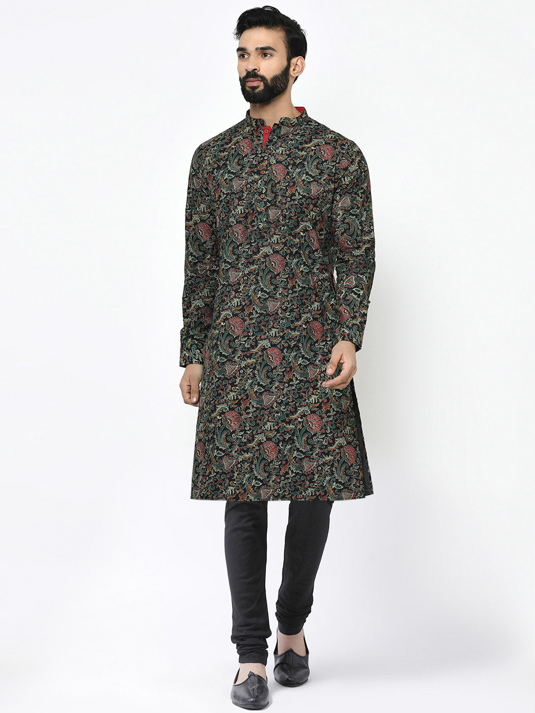 Black Printed Kurta Churidar Set | SHOBITAM