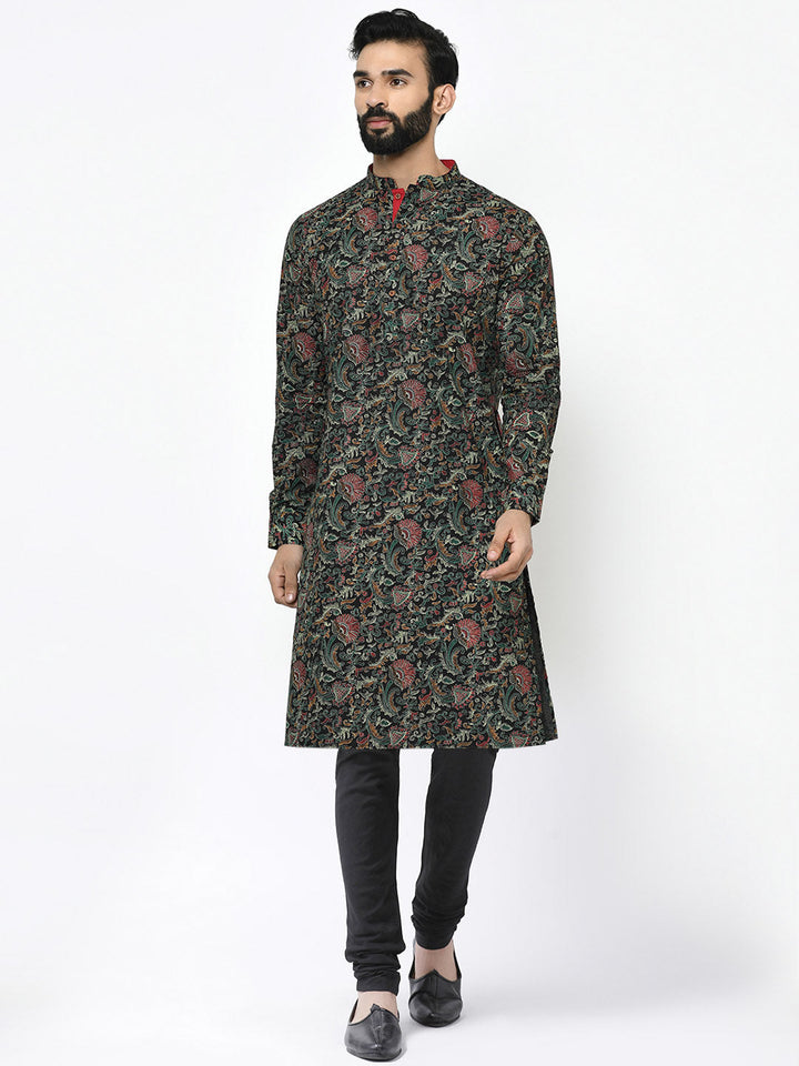 Black Printed Kurta Churidar Set | SHOBITAM