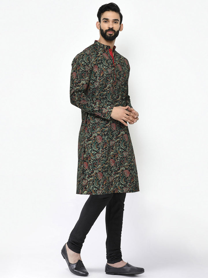 Black Printed Kurta Churidar Set | SHOBITAM