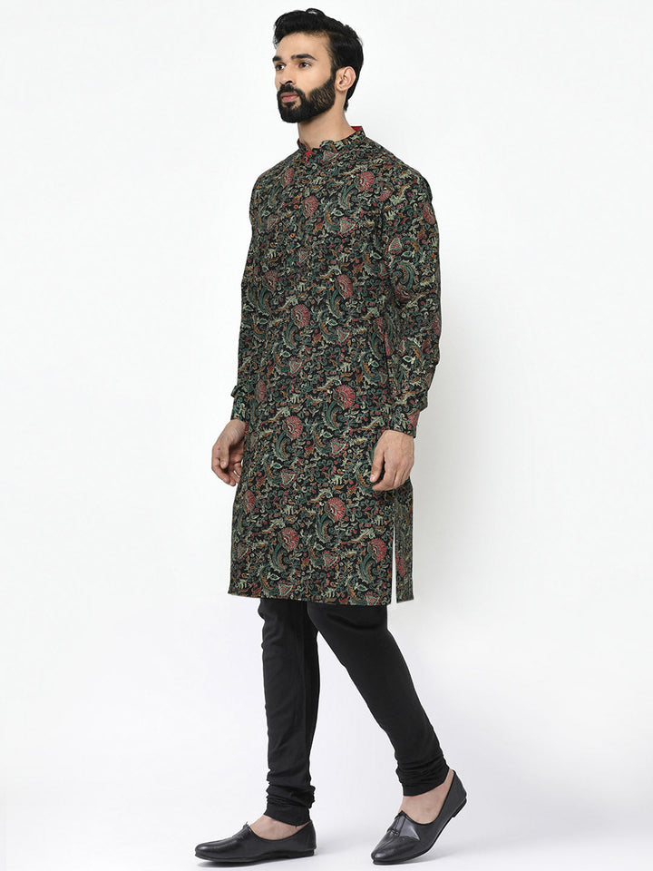 Black Printed Kurta Churidar Set | SHOBITAM
