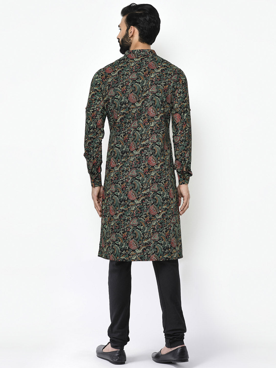 Black Printed Kurta Churidar Set | SHOBITAM