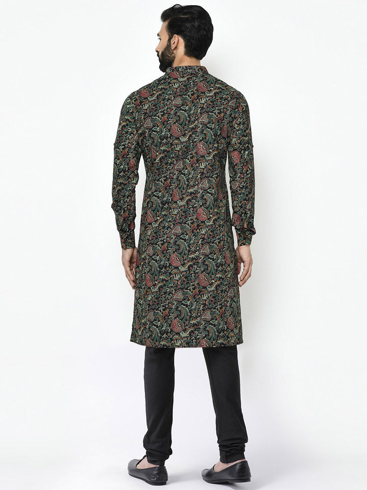 Black Printed Kurta Churidar Set | SHOBITAM