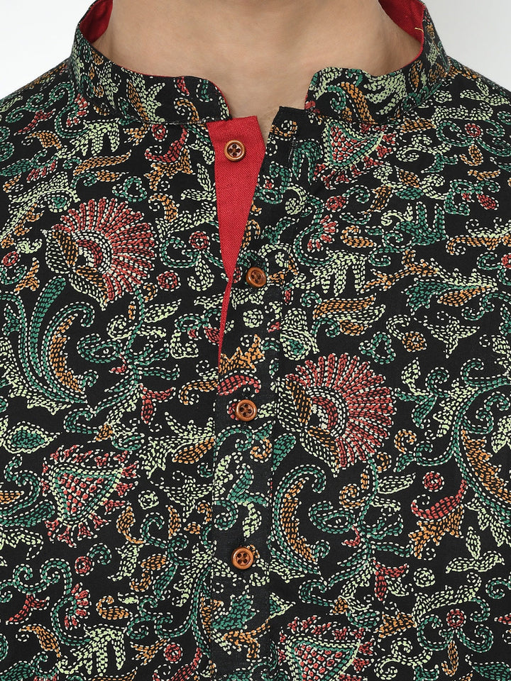 Black Printed Kurta Churidar Set | SHOBITAM