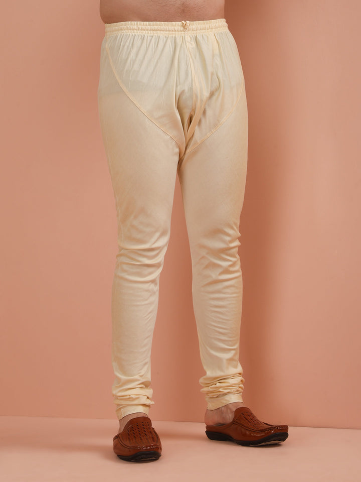 Beige Silk Blend Textured Kurta Cream Churidar |SHOBITAM