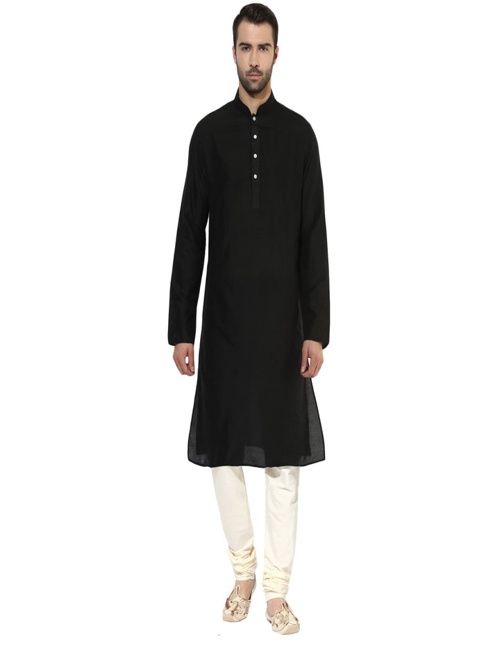 Black Cotton Plain Kurta | SHOBITAM