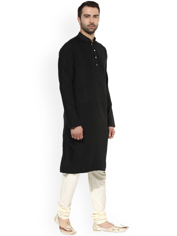 Black Cotton Plain Kurta | SHOBITAM