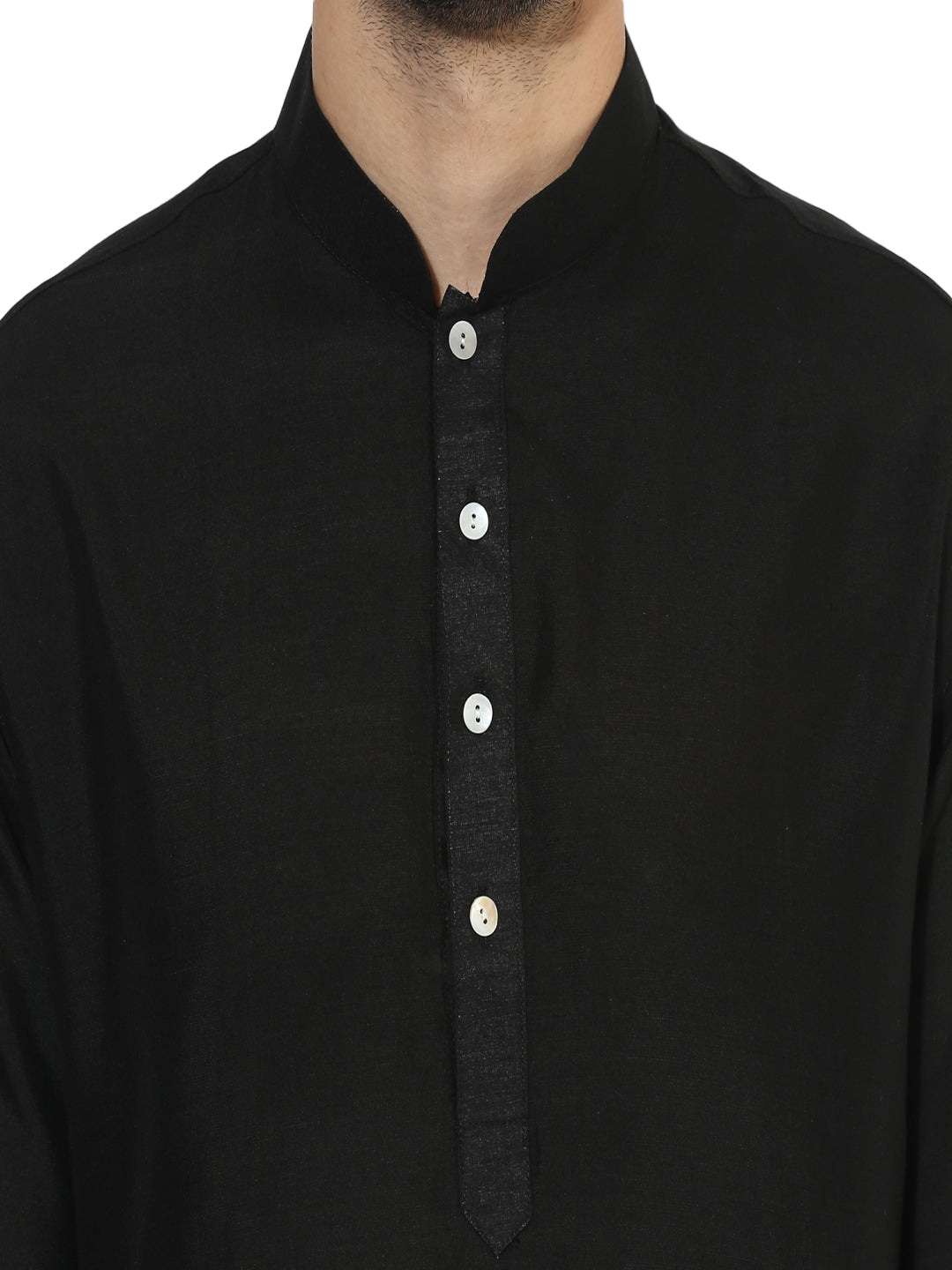 Black Cotton Plain Kurta | SHOBITAM