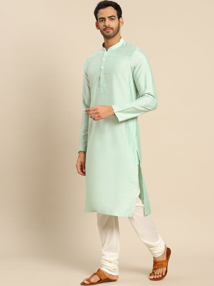 Mint Green Blend Kurta Churidar Set | SHOBITAM
