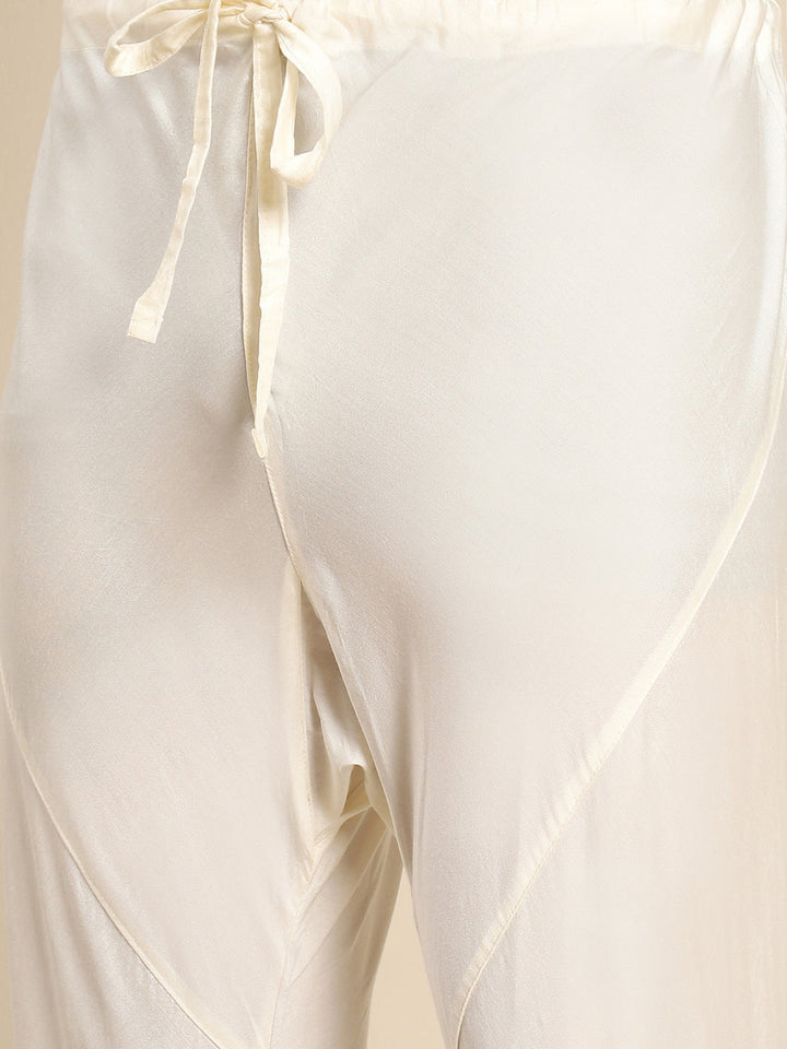Blue Blend Solid Kurta White Churidar | SHOBITAM