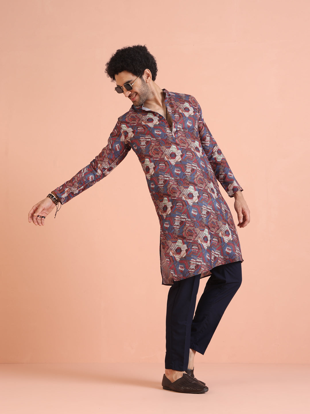 Multi Color Art Silk Printed Long Kurta  | SHOBITAM