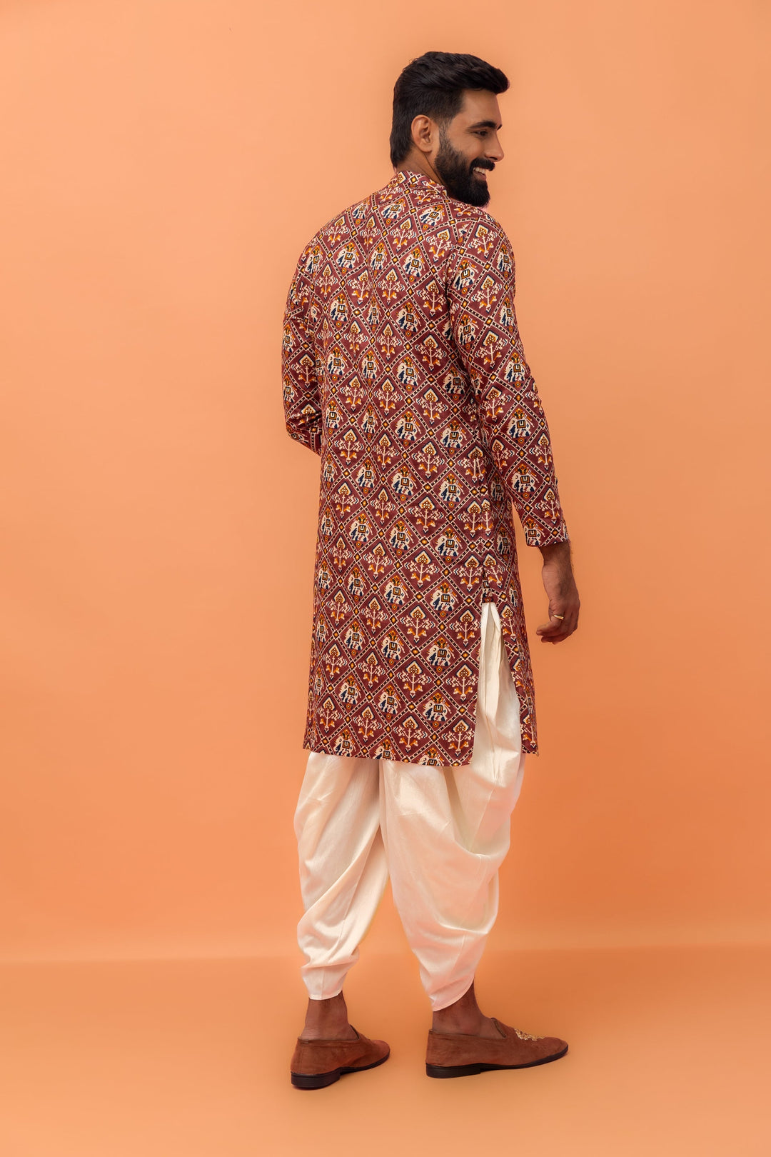 Magenta Printed Cotton Kurta  | SHOBITAM