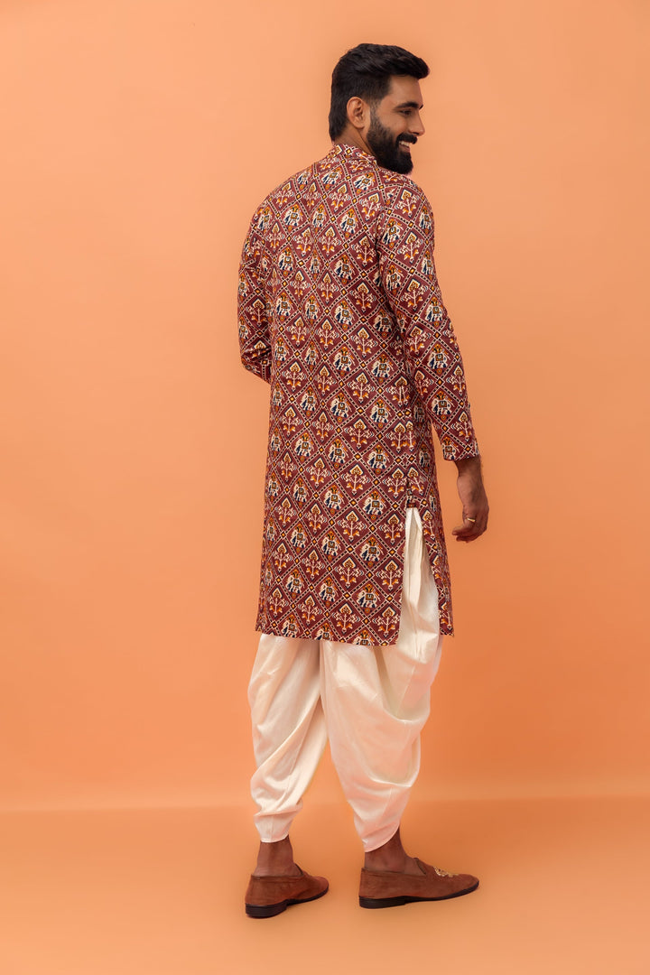 Magenta Printed Cotton Kurta  | SHOBITAM