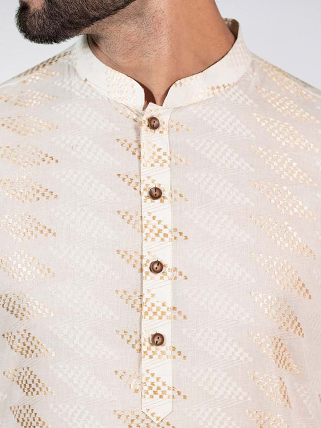 Cream Blend Geometric Kurta Patiyala | SHOBITAM